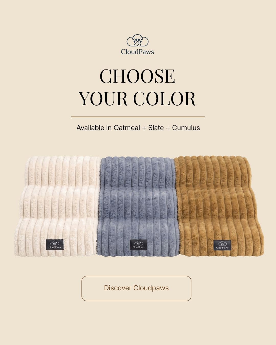 CloudPaws Comfort Stairs in Oatmeal, Slate and Cumulus colors side by side