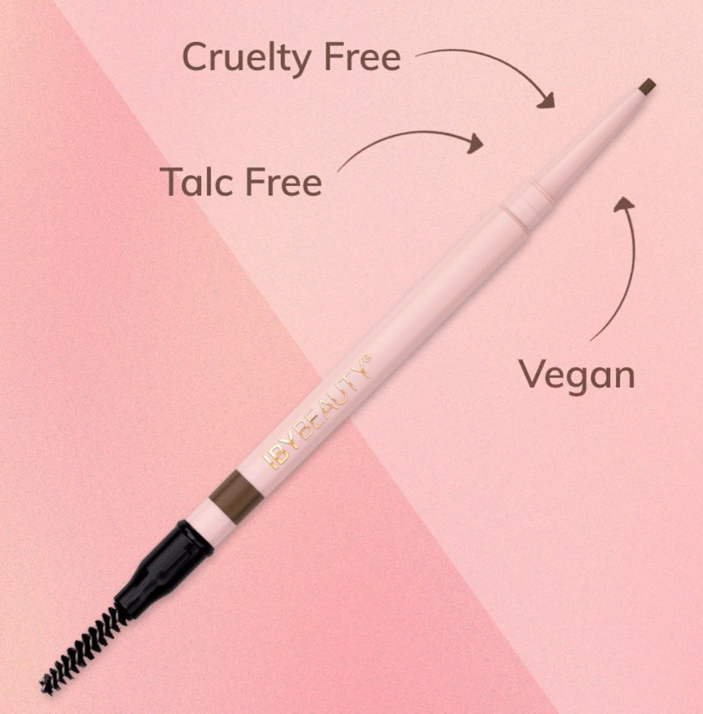 IBY Beauty brow pencil labeled vegan, cruelty-free and talc-free