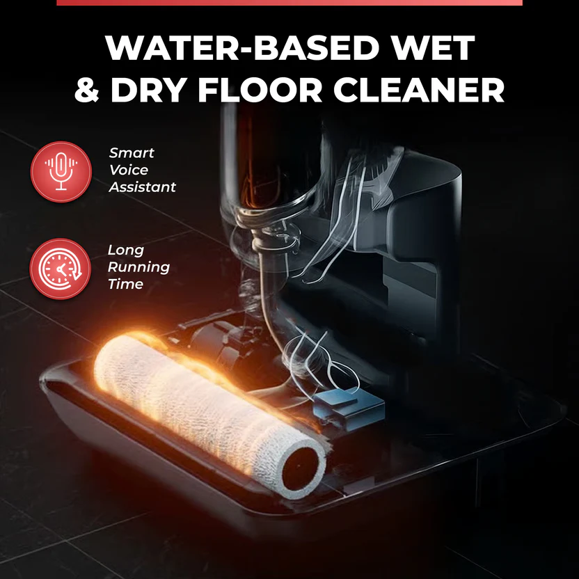 Quantum water-based wet and dry floor cleaner with its self-cleaning brush roll