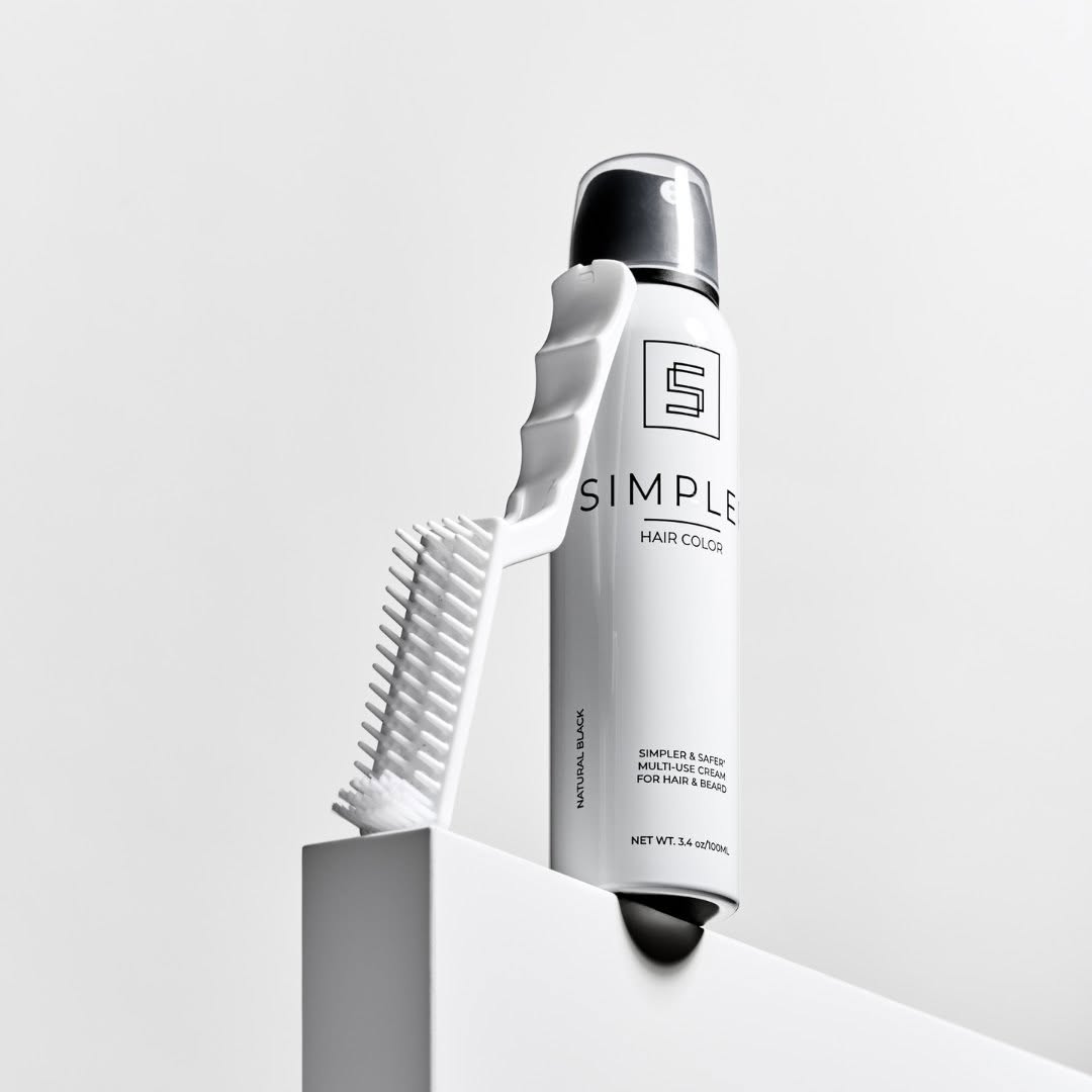 Simpler Hair Color can with its built-in application brush