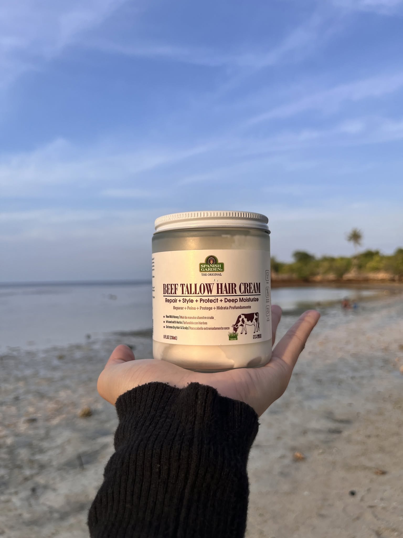 Spanish Garden Beef Tallow Hair Cream jar